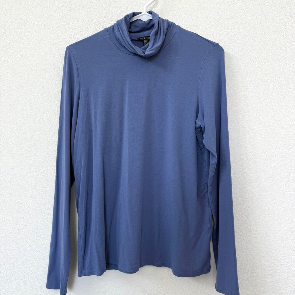 EILEEN FISHER Draped Turtleneck‎ Top Periwinkle Long Sleeve Knit Softcore M